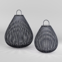 Lampada lanterna da giardino solare moderna in rattan nero Maytoni Plet Stock