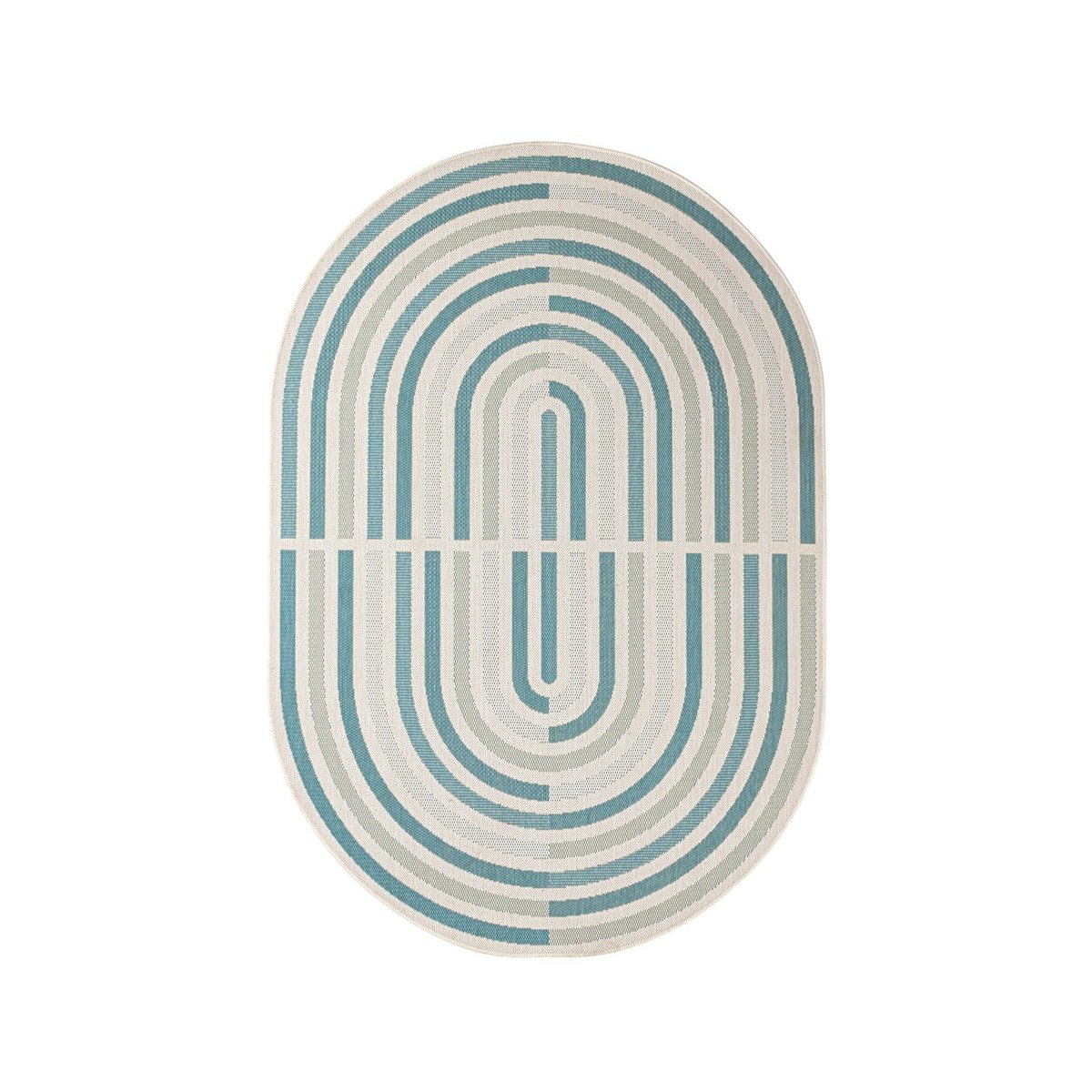Tappeto per esterno interno ovale verde blu beige Bizzotto Nour