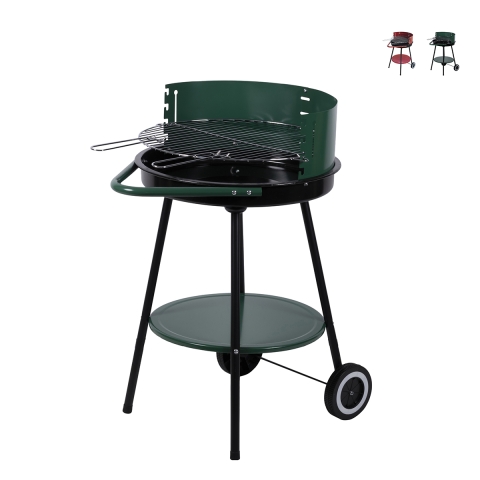 Barbecue a carbonella con ruote e griglia rotonda Ø 48cm regolabile Kivra Promozione