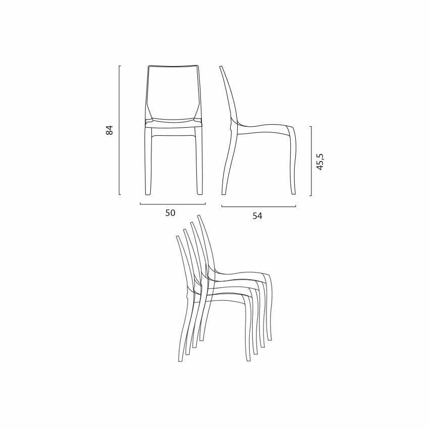 STOCK 18 SEDIE IN POLICARBONATO B-SIDE - GRANDSOLEIL Colore: Trasparente  fume