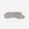 Divano letto 3 posti penisola chaise longue a destra contenitore Belka 
