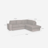 Divano letto 3 posti penisola chaise longue a destra contenitore Belka 
