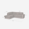 Divano letto 3 posti con penisola contenitore chaise longue sinistra Veyro 