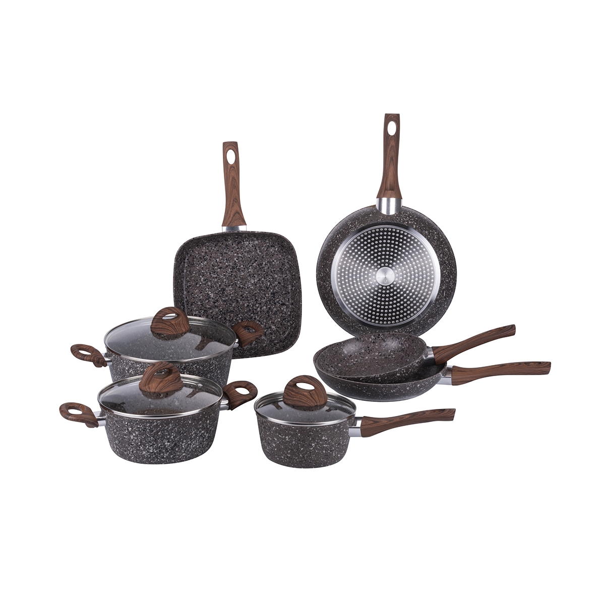 Batteria pentole padelle 10 pezzi alluminio antiaderente induzione Dakota Promozione Batteria pentole padelle 10 pezzi alluminio antiaderente induzione Dakota Promozione