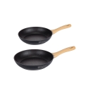 Set 2 padelle alluminio antiaderente nero manico in legno Fuji Promozione