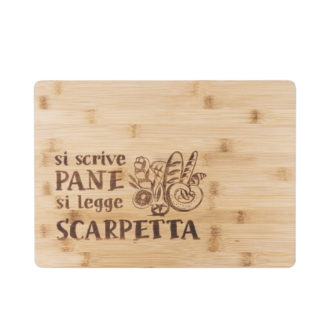 Tagliere da cucina in legno 39x28cm Si scrive pane, si legge scarpetta Promozione