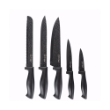 Ceppo nero con 5 coltelli in acciaio inox effetto martellato Piko Promozione