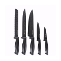 Ceppo nero con 5 coltelli in acciaio inox effetto martellato Piko Promozione