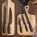 Ceppo nero con 5 coltelli in acciaio inox effetto martellato Piko Vendita