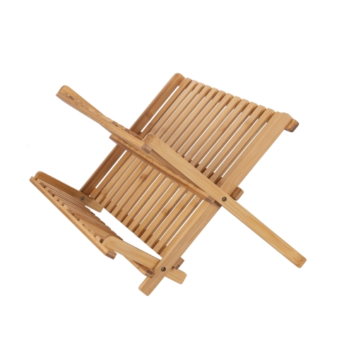 Scolapiatti e bicchieri pieghevole in legno di bambù 45x28x25 cm Ravi Promozione