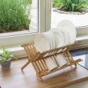 Scolapiatti e bicchieri pieghevole in legno di bambù 45x28x25 cm Ravi Vendita