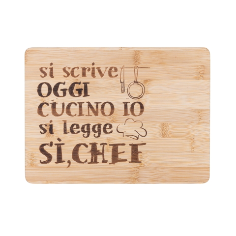 Tagliere in legno 27x20 cm Si scrive oggi cucino io, si legge Sì Chef Promozione