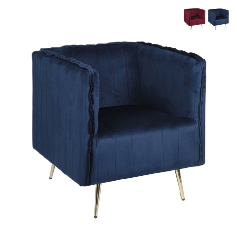 Poltrona a pozzetto in tessuto effetto velluto vintage Ravira Promozione