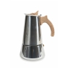 Caffettiera moka 6 tazze in acciaio inox manico effetto legno Riko Sconti