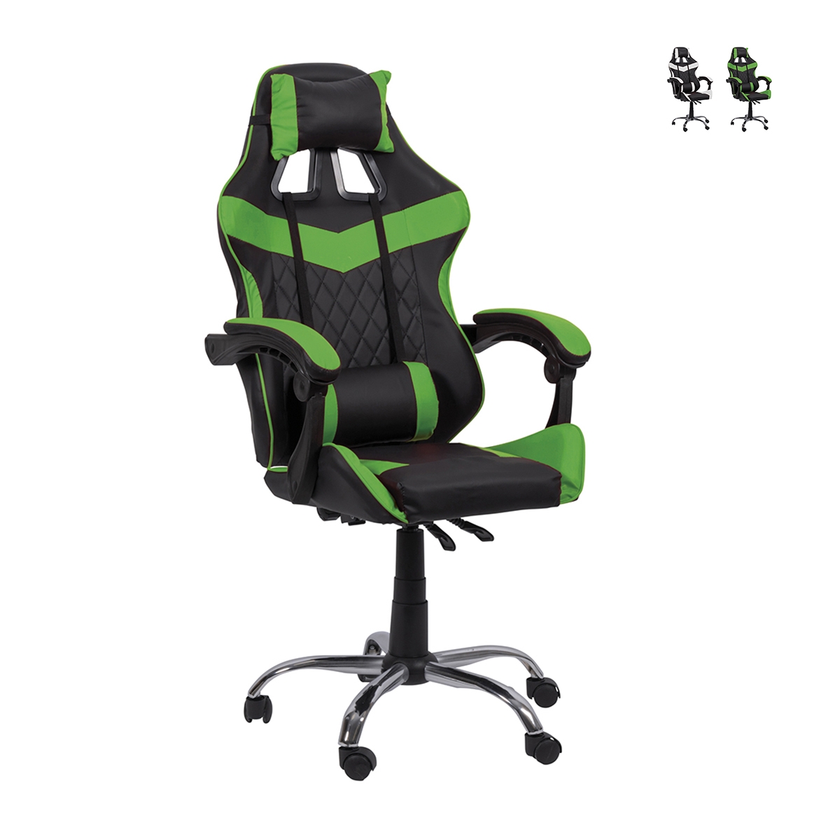 Sedia da gaming girevole regolabile reclinabile doppio cuscino Jovix