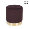 Pouf design a cilindro effetto velluto con fascia dorata Ostara Saldi