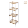 Mobiletto bagno portaoggetti 4 ripiani in bambù e MDF Tavro Promozione