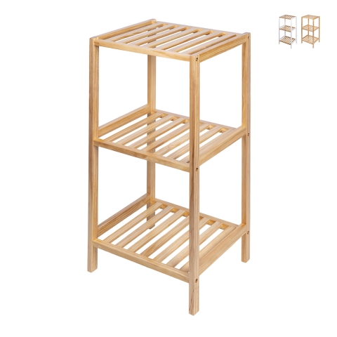 Mobiletto bagno porta oggetti 3 ripiani in bambù e MDF Mivo Promozione
