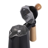 Moka caffettiera nera 6 tazze in alluminio con manico in legno Industry Vendita