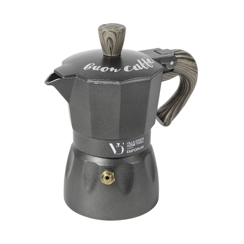 Moka da caffè 3 tazze in alluminio con manico effetto legno Buon Caffè Promozione