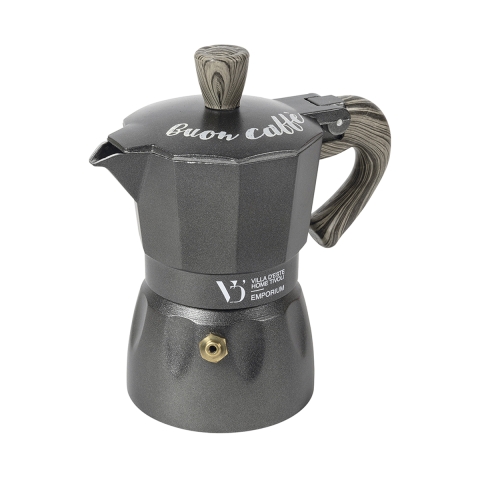 Caffettiera 2 tazze in lega alluminio manico effetto legno Buon Caffè Promozione