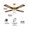Ventilatore a soffitto 4 pale con luce e funzione reverse 70W Windy Offerta