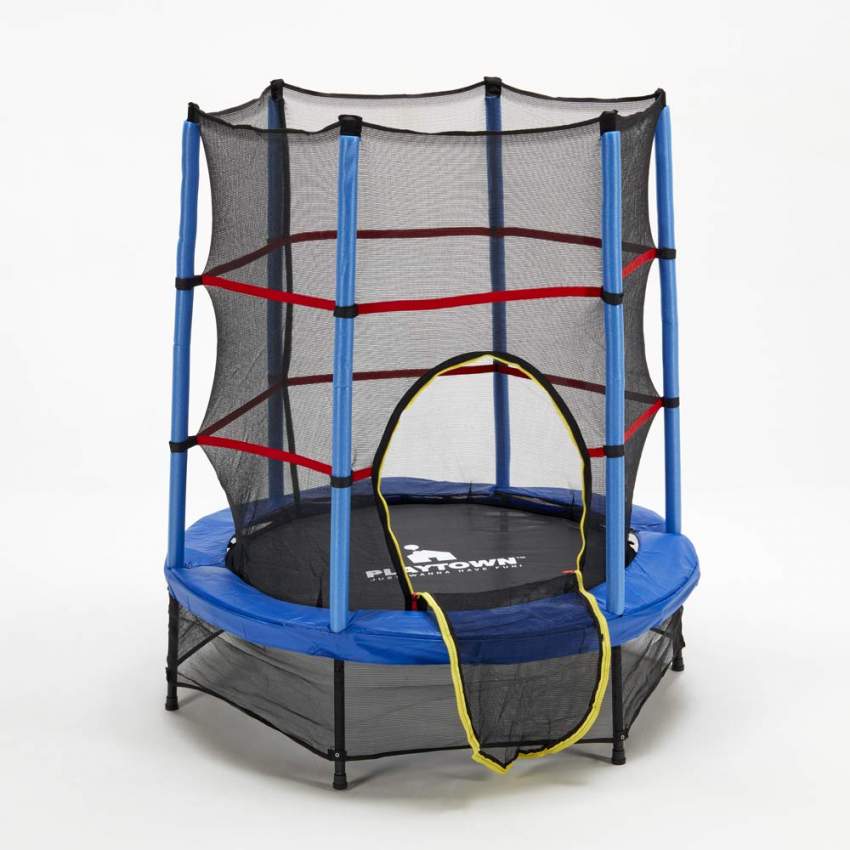 Frog : trampoline tapis élastique rond pour enfants avec filet de sécurité