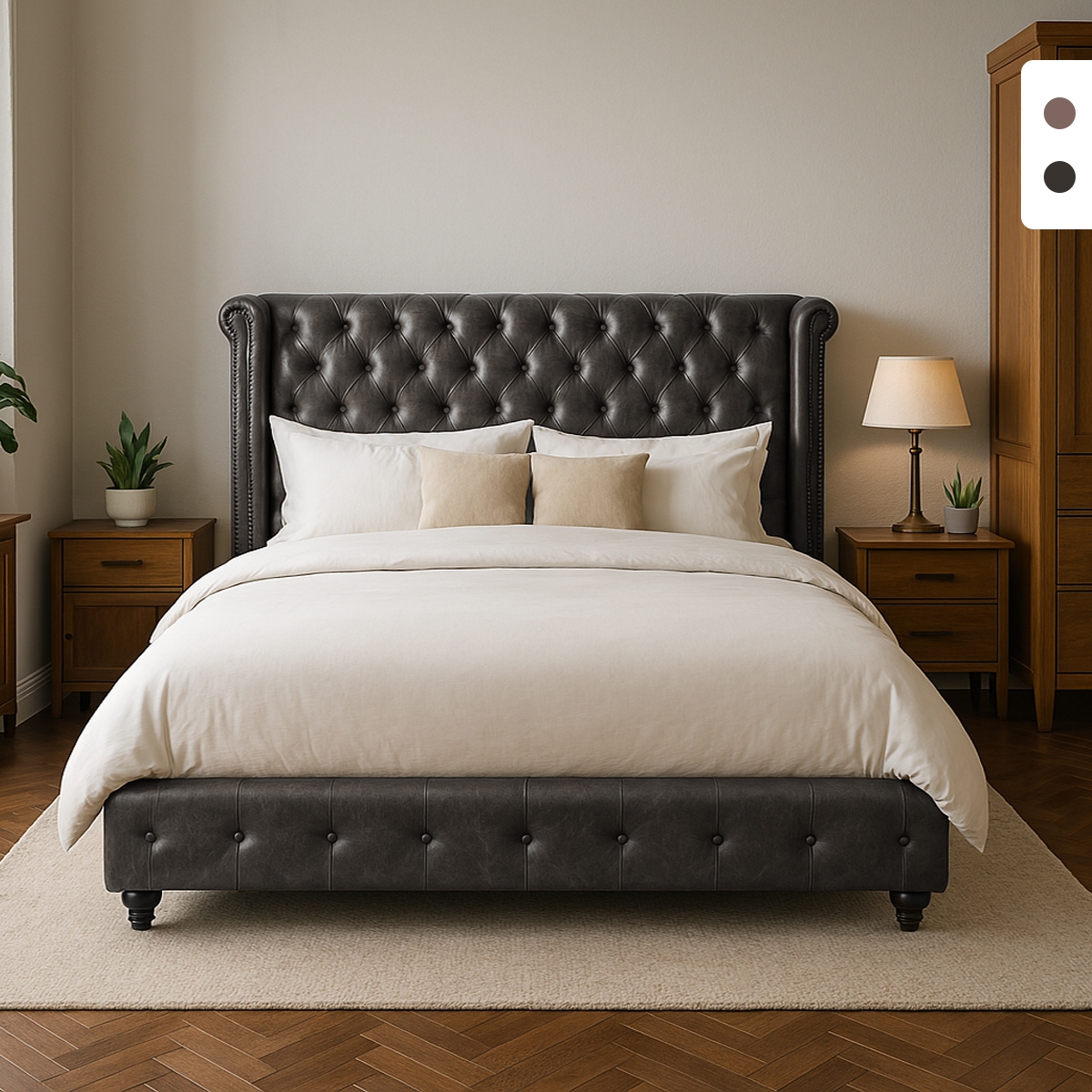 Letto matrimoniale Chesterfield 160x190cm in similpelle Chur Modello
