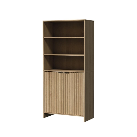 Libreria in legno a parete 3 scaffali 2 ante 80x34x172cm Aneka Promozione