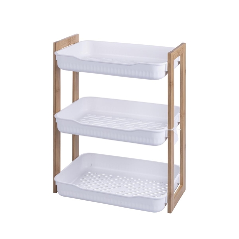 Mobile scaffale 3 ripiani in legno e plastica 35x20,5x45cm Senia Promozione