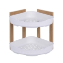 Mensola angolare per doccia in legno 2 ripiani plastica 23x23x27cm Aliva Promozione