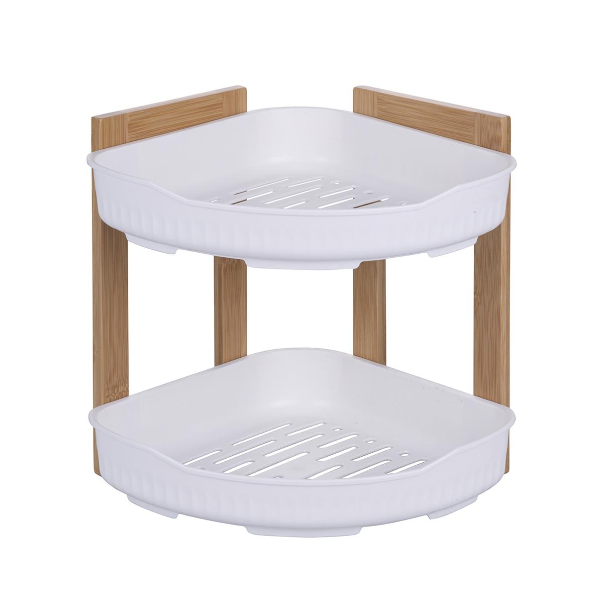 Mensola angolare per doccia in legno 2 ripiani plastica 23x23x27cm Aliva Promozione Mensola angolare per doccia in legno 2 ripiani plastica 23x23x27cm Aliva Promozione