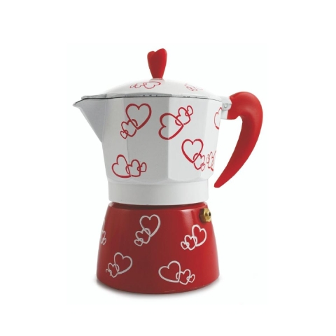 Moka caffettiera tradizionale per 2 tazze di caffè in alluminio Cuore Promozione