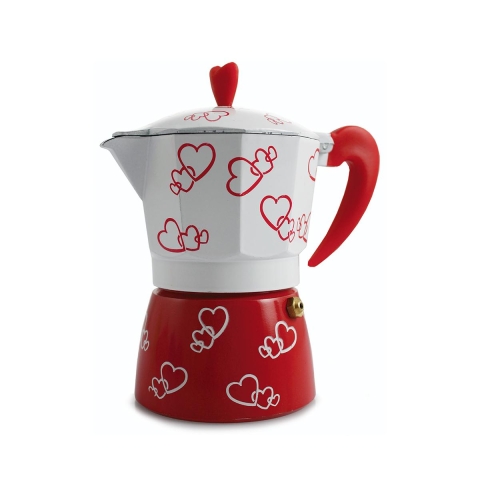 Caffettiera moka per 3 tazze caffè espresso in alluminio Cuore Promozione