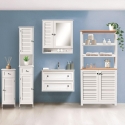 Mobile a specchio da bagno in legno mdf laccato 60x15xh68 cm Bakira Stock