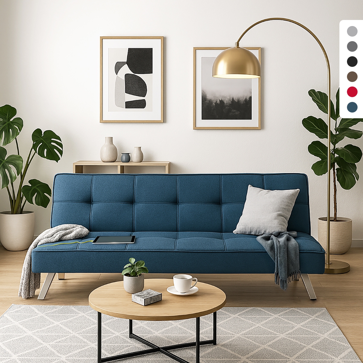 Divano letto in tessuto con porta USB e gambe in metallo design Astralis Promozione Divano letto in tessuto con porta USB e gambe in metallo design Astralis Promozione