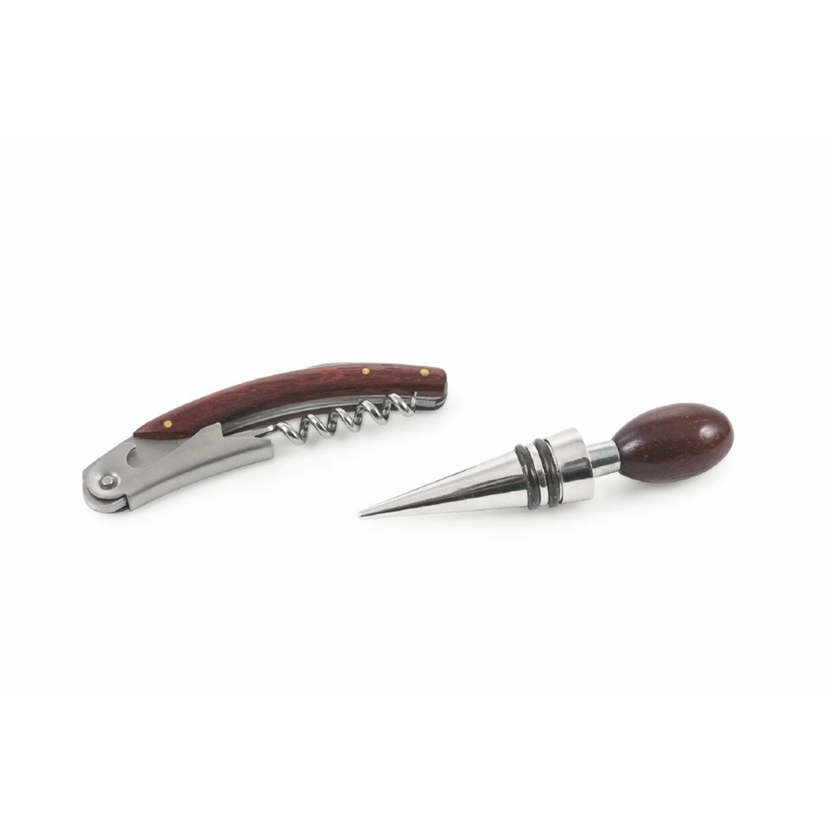Set degustazione vino tappo e cavatappi acciaio e legno Lagaas Promozione Set degustazione vino tappo e cavatappi acciaio e legno Lagaas Promozione