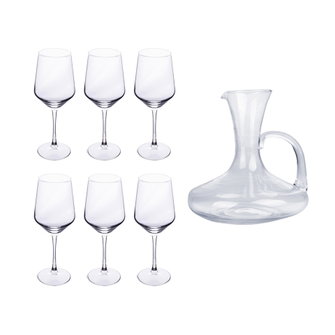 Set degustazione vino 6 calici + decanter in vetro Royal Set Promozione