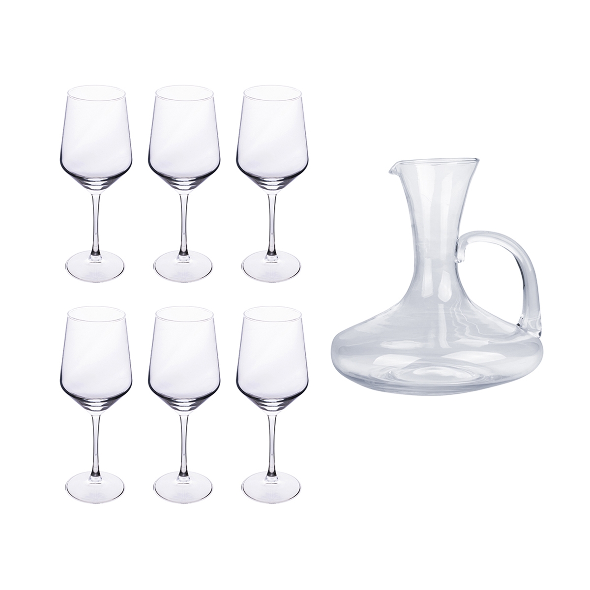 Set degustazione vino 6 calici + decanter in vetro Royal Set Promozione Set degustazione vino 6 calici + decanter in vetro Royal Set Promozione