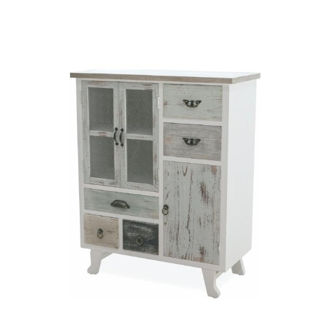 Mobiletto in legno shabby chic con 5 cassetti 3 ante Decapé Promozione