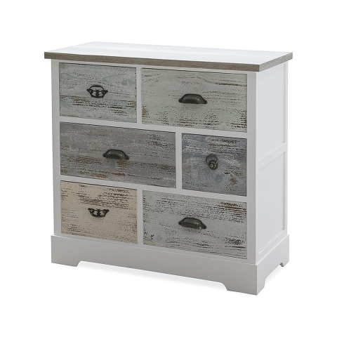 Cassettiera in legno shabby chic 6 cassetti 77x35x77cm Decapé  Promozione
