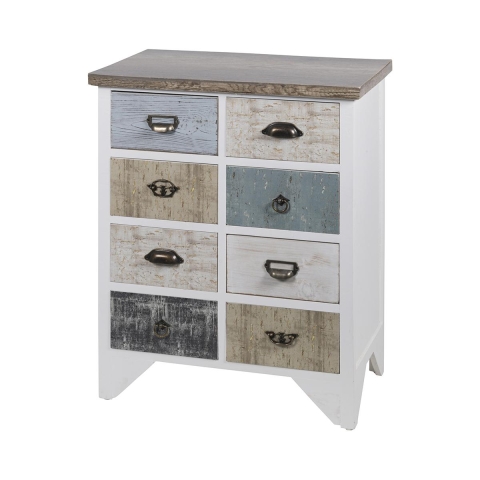 Mobile cassettiera shabby chic in legno 8 cassetti 65x37x81cm Sardinia Promozione