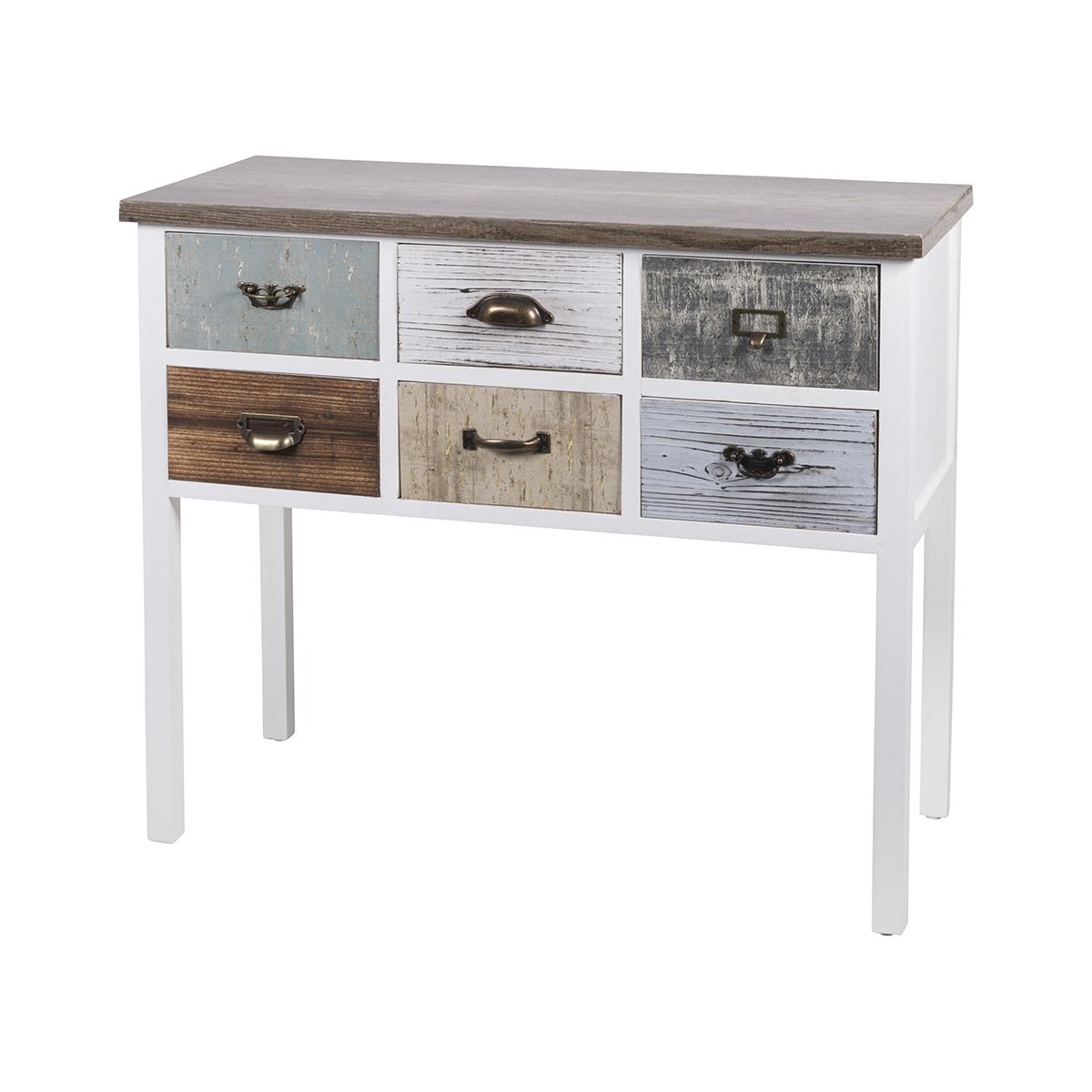 Consolle ingresso in legno 6 cassetti shabby chic Sardinia