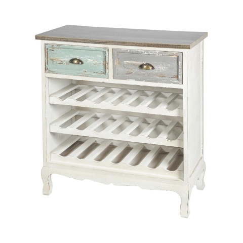 Mobile cantinetta 21 bottiglie di vino in legno shabby chic Cortez Promozione