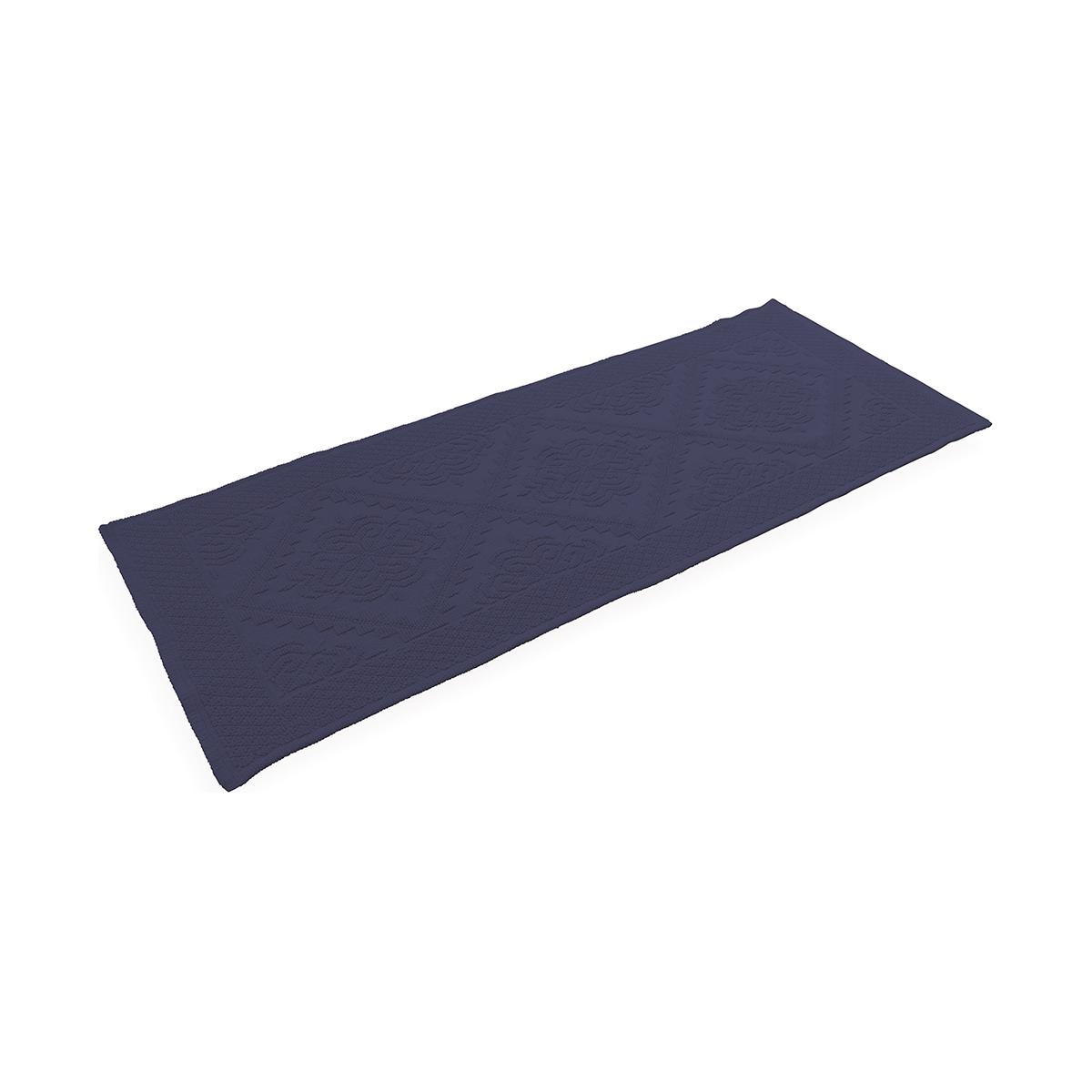 Tappeto bagno blu 60x150cm antiscivolo in cotone elegante Lukas