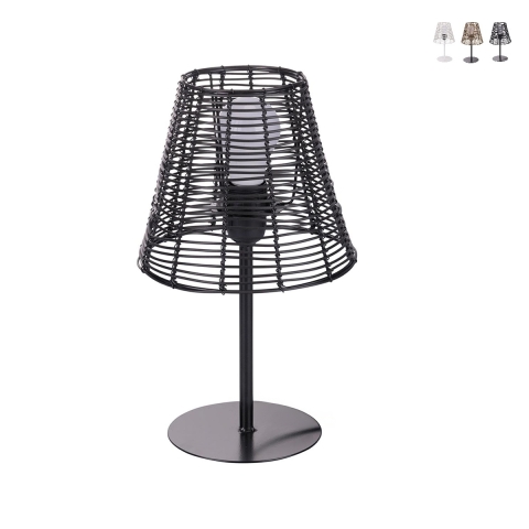 Lampada da tavolo scrivania effetto rattan Sayura Promozione