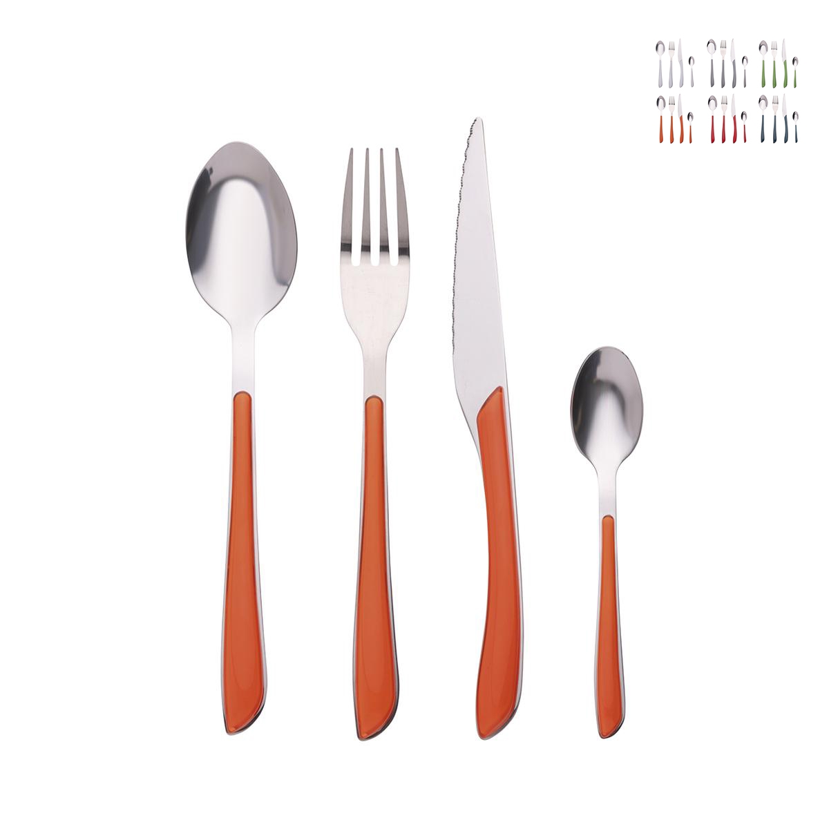 Set 24 posate da tavola in acciaio inox impugnatura colorata Louvre Promozione Set 24 posate da tavola in acciaio inox impugnatura colorata Louvre Promozione