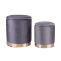 Set 2 pouf poggiapiedi in tessuto effetto velluto base dorata Ilduma 