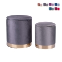 Set 2 pouf poggiapiedi in tessuto effetto velluto base dorata Ilduma Modello