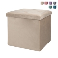 Pouf contenitore quadrato 38x38cm multiuso effetto velluto Yushka Promozione